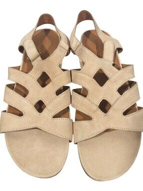 LAmour Des Pieds neutral comfort Beige Suede Open-Toe Strappy Sandals shoes 11M